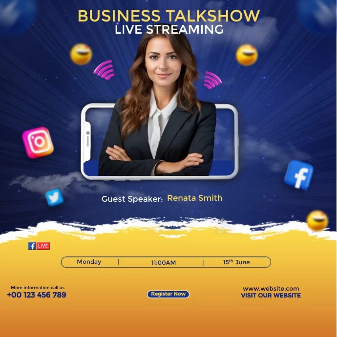 Purple Professional Business Talkshow Live St Instagram Post template
