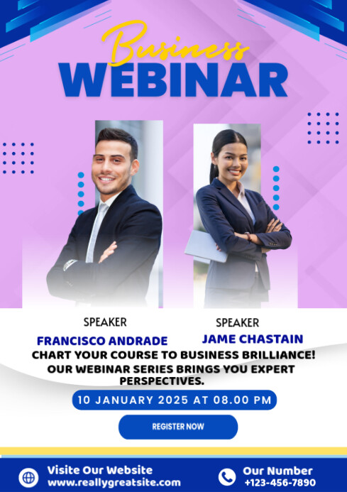 Purple Professional Business Webinar Post A4 Template | PosterMyWall