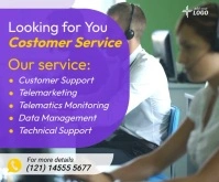 Purple Professional Call Center Assistant Med Medium Rectangle template