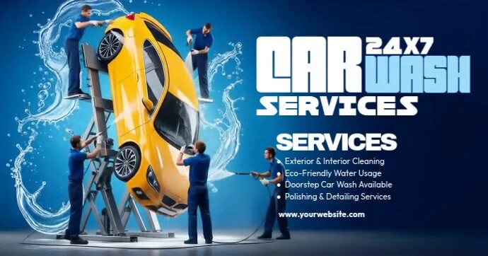 Purple Professional Car Wash Services Facebook Shared Image template