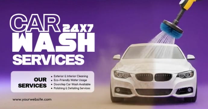 Purple Professional Car Wash Services Facebook Shared Image template