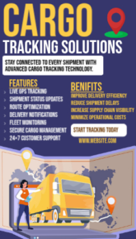Purple Professional Cargo Tracking Solutions Business Card Tarjeta de Presentación template