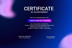 Purple Certificate of Achievement Label Template
