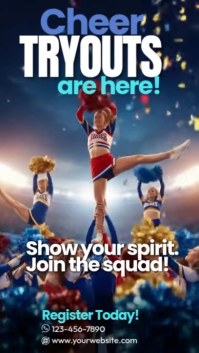 Purple Professional Cheerleading Tryouts Instagram Story template