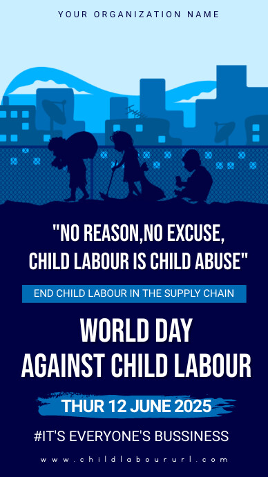 Purple Professional Child Labor Poster, Child Instagram Story template