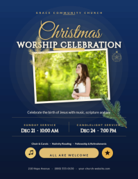 Purple Christmas Worship Celebration Flyer Template