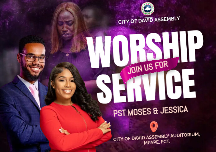 Purple Professional Church  A4 template