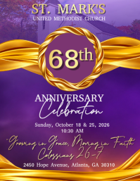 Purple Church Anniversary Celebration Flyer Template