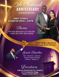Purple Church Anniversary Celebration Folder Template
