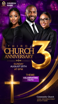 Purple Professional Church Anniversary Instagram Story template