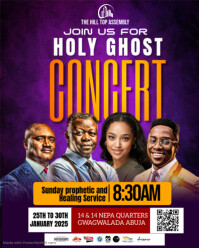 Purple Professional Church Flyers  Instagram Portrait template