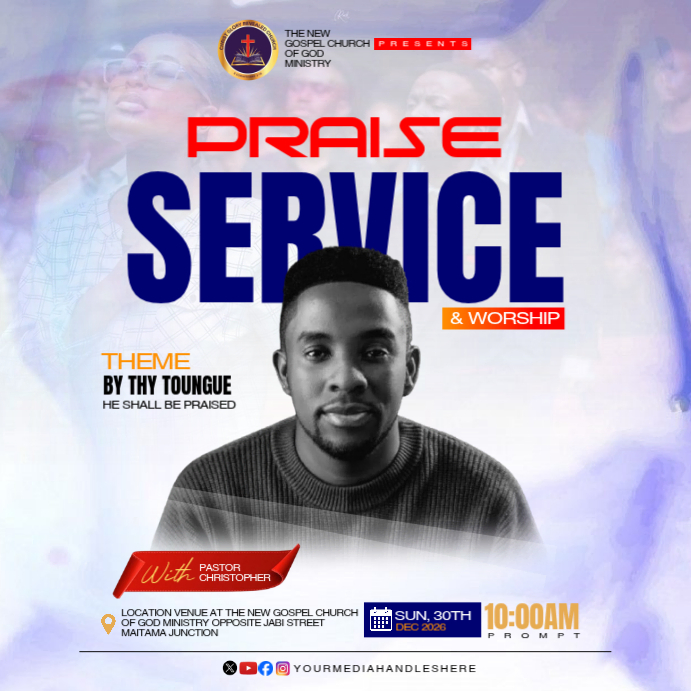 Church Praise And Worship Service Template | PosterMyWall