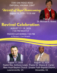 Purple Professional Church Revival Event Flyer Volante (Carta US) template