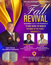 Blue Fall Revival Church Event Flyer Template