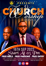 Purple Professional Church Service A3 template