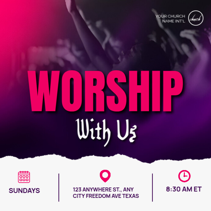Purple Professional Church Service Instagram Post Template | PosterMyWall