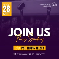 Purple Professional Church Service Instagram Post template