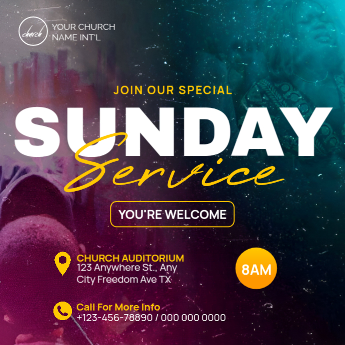 Purple Professional Church Service Instagram Post Template | PosterMyWall