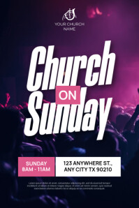 Purple Professional Church Service Poster template