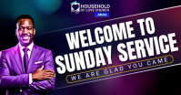 Purple Professional Church Service Welcome Facebook Shared Image Video delt Facebook-billede template