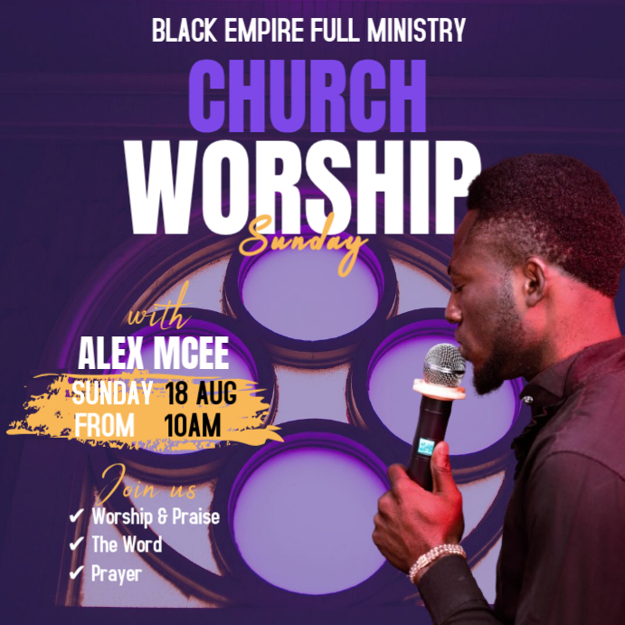Purple Professional Church Worship Event Instagram Post Template ...