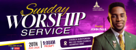 Purple Professional Church Worship Service Facebook Cover Photo template