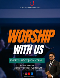 Purple Church Worship Service Flyer Template