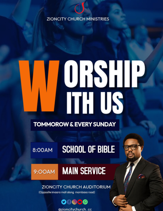 Purple Professional Church Worship Service Invitation Flyer Template ...