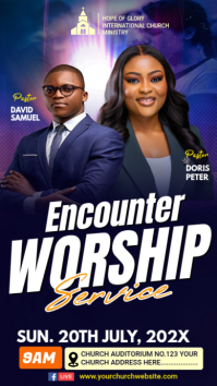 Purple Professional Church Worship Service Instagram Story template