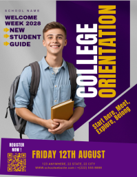 Пурпурный College Orientation Flyer Template