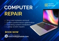 Purple Professional Computer Repair A2 template