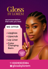 Purple Professional Cosmetic Flyer  A5 template