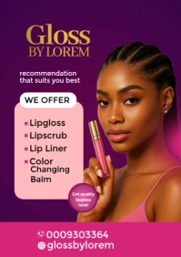 Purple Professional Cosmetic Flyer  A5 template