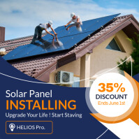 Purple Professional Dark Blue White And Orange Solar Panels Installing Advertisement Green Energy De Pos Instagram template