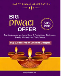 Purple Professional Diwali Celebration Poster Template  Instagram Portrait