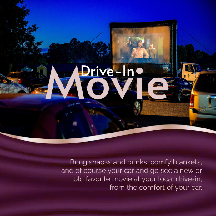 Purple Professional Drive In Movie Day  Insta Instagram 帖子 template