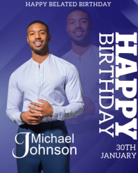 Purple Professional Editable Birthday Template For Men Instagram Portrait