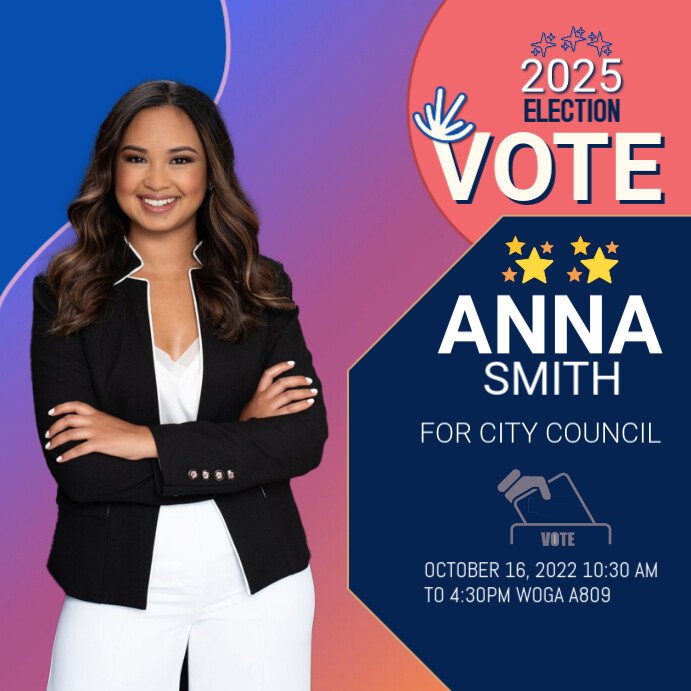 Purple Professional Election Campaign Template Square (1:1) | PosterMyWall