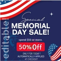 Purple Professional Elegant Memorial Day Sale Flyer With Statue Of Liberty And American Flag Design Logo template