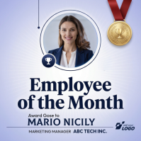 Purple Professional Employee Recognition Square Cuadrado (1:1) template