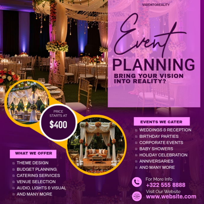 Purple Professional Event Planning Services Instagram Post Template ...