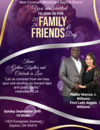 Purple Family and Friends Day Flyer Template