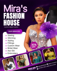 Purple Professional Fashion Design Flyer Instagram Portrait Video template