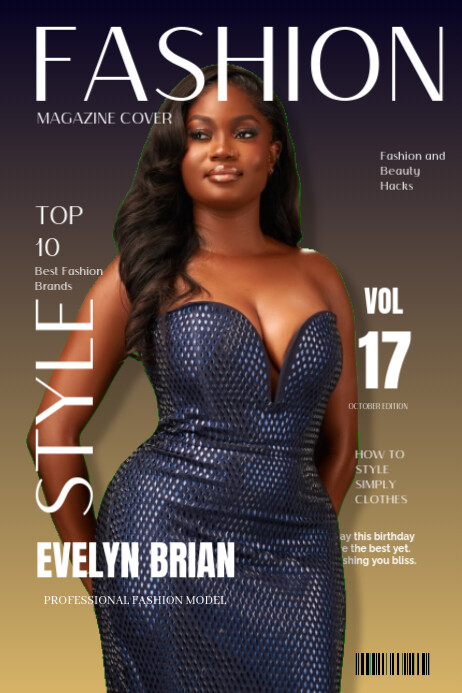 Purple Professional Fashion Magazine Model  Poster template