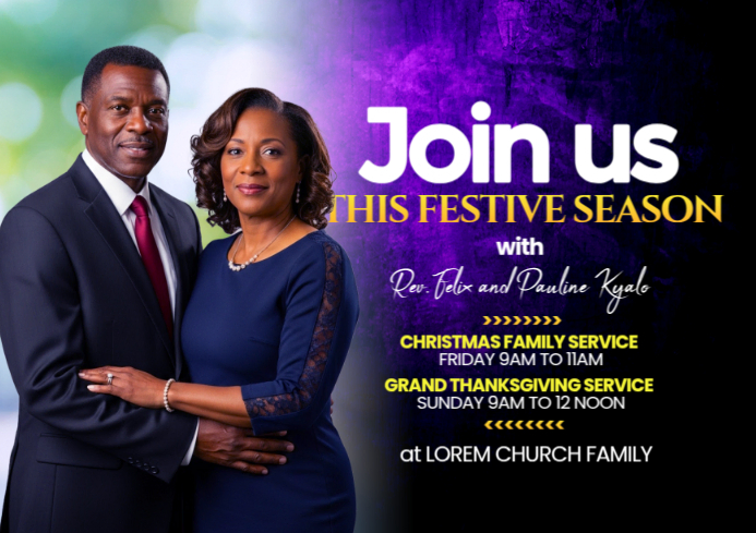 Purple Professional Festive Season Church Service Invitation A4 ...
