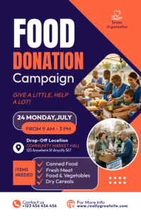 Purple Professional Food Donation Campaign Tabloid แทบลอยด์ template