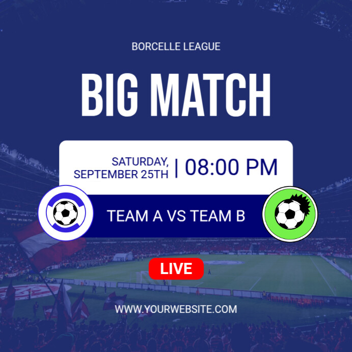 Purple Professional Football Big Match Instagram Post Template ...
