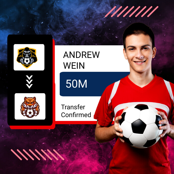 Purple Professional Football Club Transfer In Template | PosterMyWall