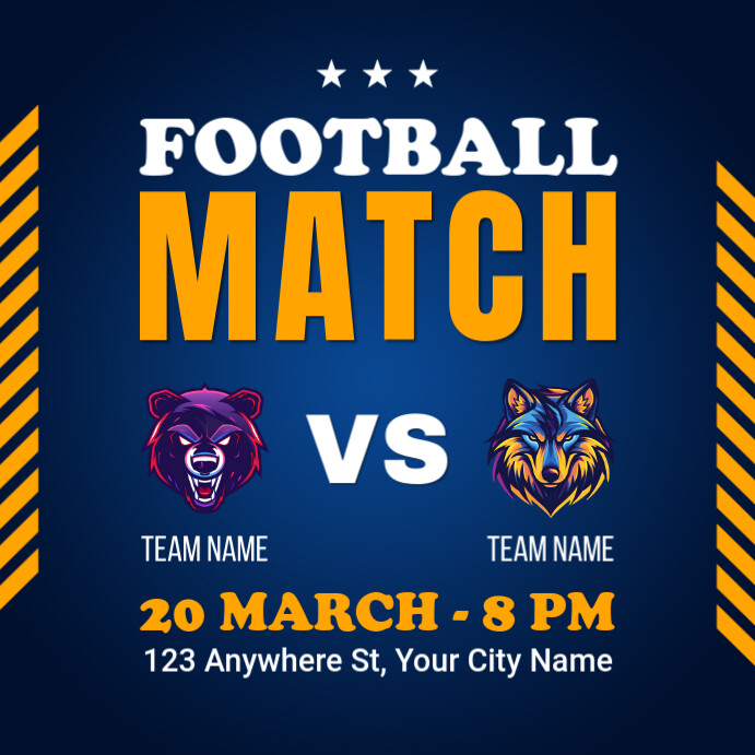 Copy of Purple Professional Football Match Instagram Post | PosterMyWall