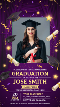 Purple Professional Graduation Celebration Instagram Story Instagram-verhaal template